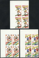 MALI: Yvert 411/3, 1981 Football World Cup España 82, Complete Set Of 3 Values, IMPERFORATE BLOCKS OF 4, Very Nice! - Mali (1959-...)