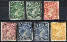 FALKLAND ISLANDS/MALVINAS: Sc.9 + Other Values, 1891/1902 Victoria ½p. To 6p., 7 Mint Examples, Fine To VF Quality, Cata - Falklandinseln