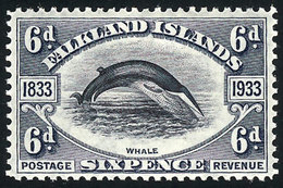 FALKLAND ISLANDS/MALVINAS: Sc.70, 1933 6p. Whale, Very Fine Quality! - Falklandinseln