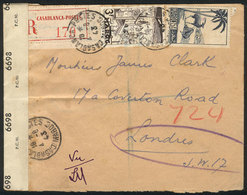 FRENCH MOROCCO: Registered Cover Sent From Casablanca To London On 4/AU/1943, With British Censor Label, VF Quality! - Sonstige & Ohne Zuordnung