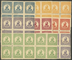 MEXICO: 1915 President Madero Unissued Stamps, Cmpl. Set Of 5 Values In MNH Blocks Of 6, Most Values In Two Different Co - Messico