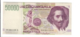 50000 Lire Bernini II Tipo Serie Sostitutiva XA 661133 1994 Rara Bb+ LOTTO 2875 - 50000 Liras