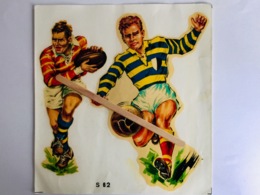 JOUEUR RUGBY - FOOTBALL   Superbe Décalcomanie Ancienne Année 50 (18 X 17 Cm) - Rugby