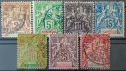 MARTINIQUE 1892 - Canceled - YT 32, 34, 35, 36, 37, 38, 41 - Gebruikt