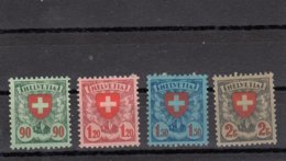 Suisse - 1924 - Neuf* - N°YT 208/11 - Type écussons - Charnières - Ongebruikt