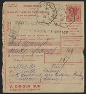 O N°91, 75c. Sur Mandat-carte De Versement à Destination De COURBEVOIE Obl. CàD MONACO CONDAMINE 16.2.34. TB. - Autres & Non Classés