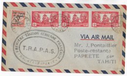 OCEANIE / Nelle CALEDONIE- 1947 - TAXE De PAPEETE (TAHITI) POSTE RESTANTE Sur ENVELOPPE Par AVION TRAPAS De NOUMEA - Briefe U. Dokumente