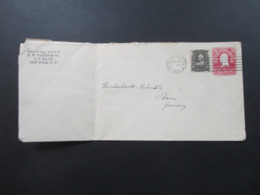 USA 1905 GA Umschlag Mit Zusatzfrankatur Nr. 144 Rechts Ungezähnt Martha Washington Brief Nach Bonn Mit Ak Stempel - Covers & Documents