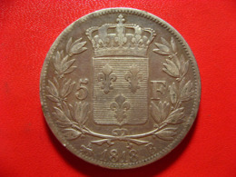 France - 5 Francs 1818 B Rouen Louis XVIII - Fauté Double Frappe Sur La Tranche 3847 - 5 Francs