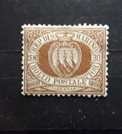 SAN MARINO / Saint Marin 1877 ,Yvert No 6, 30 C Brun Neuf (*) MNG  TB Cote 900 Euros - Neufs