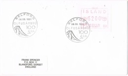 34073. Carta F.D.C. SELFOSS (Island) 1991. Olfusarbru. Automaten Stamp, ATM - Brieven En Documenten