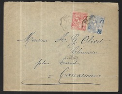 Monaco  Lettre  Du  04 1901     Cat Yt N° 22  Et 23 De La Principauté Pour Carcassonne - Lettres & Documents