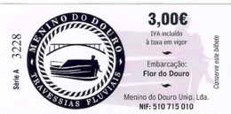 Ticket De Ferry Boat - Embarcaçao Flor Do Douro, Porto, Portugal 2019 - Bateau - Europe