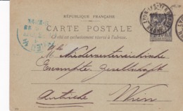 Carte Sage 10 C Noir G10 Oblitérée à Destination De L'Autriche Repiquage Cambefort - Cartes Postales Repiquages (avant 1995)