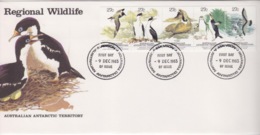 Polaire Australien, N° 55 à 59 (bande) Obl. Premier Jour Mawson Le 9 DEC 83 Sur FDC Régional Wildlife - Lettres & Documents