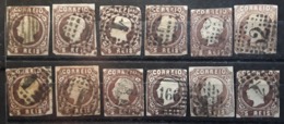 PORTUGAL 1862 Luis I , Lot De 12 Timbres No 13, 5 R Brun  Obl Avec Nuances BTB Cote 190 Euros - Oblitérés