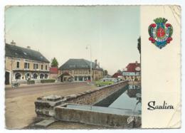 CPSM COLORISEE SAULIEU, PUB ESSO, SIMCA, VALENTINE, LES HOTELS, HOTEL DE LA POSTE, COTE D'OR, 21 - Saulieu