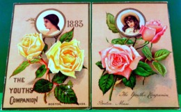Lot De 4 CHROMOS CALENDRIER  1883 , FLEURS Et PETITES FILLES , 4 Advertising CARDS W CALENDAR , GIRLS & FLOWERS ,YOUTHS - Klein Formaat: ...-1900
