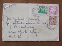 Ireland 1947 Cover Ardacad To USA - Sword - Arms - Music - Brother Michael O'Clery - Wax Sealed - Brieven En Documenten