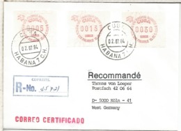 CUBA FDC ATM 1984 BRIEFMARKEN MESSE HAMBURG  CERTIFICADA - Brieven En Documenten
