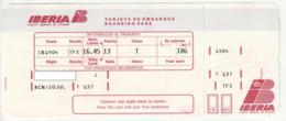 BOARDING PASS - CARTAO EMBARQUE - TARJETA EMBARQUE - IBERIA - 1992 - Europe
