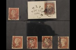 1841  1d Reds From BLACK PLATES, Includes, Plates 1b, 2, 8, 9, 10 & 11, SG 7, All Good To Very Fine Used, Four Margin Ex - Other & Unclassified