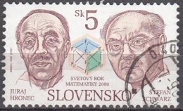 Slovensko 2000 Michel 365 O Cote (2009) 0.30 Euro Mathématiciens Juraj Hronec & Stefan Schwarz Cachet Rond - Gebraucht