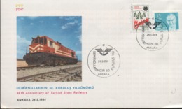 3445  Carta Ankara 1984,  60 Th Anniversary Of Turkish State Railways, 60 Aniversario De Los Ferrocarriles Estatales Tur - Covers & Documents