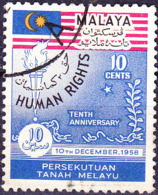 Malaiischer Bund - Menschenrechte (MiNr: 10) 1958 - Gest Used Obl - Fédération De Malaya