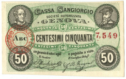 50 CENTESIMI BIGLIETTO FIDUCIARIO CASSA SANGIORGIO GENOVA SPL/SPL+ - Other & Unclassified