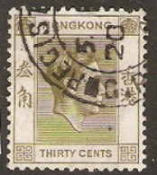 Hong Kon  1938  SG 151 30c Yellow Olive  Fine Used - Ongebruikt