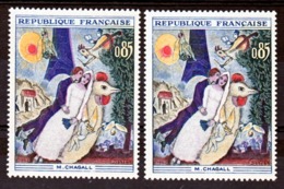 France 1398 Variété Impression  Décalée  Tour Violette Soleil  Et Normal Tableau De Chagall Neuf ** TB MNH Sin Charnela - Neufs