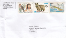 GOOD CUBA Postal Cover To ESTONIA 2019 - Good Stamped: Map ; Bird ; Cat - Briefe U. Dokumente
