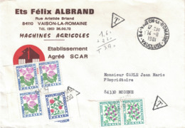 VAUCLUSE - VAISON LA ROMAINE - LETTRE TAXEE AVEC FLEURS - ENTETE FELIX ALBRAND MACHINE AGRICOLE VAISON  - 14-11-1981 - 1960-.... Lettres & Documents