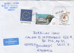 EUROPE, CLOCK, THEATRE, COAT OF ARMS, STAMPS ON COVER, 2019, HUNGARY - Brieven En Documenten