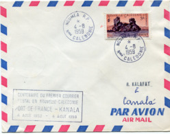 NOUVELLE-CALEDONIE LETTRE AVEC CACHET "CENTENAIRE DU PREMIER COURRIER POSTAL EN....FORT DE FRANCE-KANALA 2 AOUT 1859..." - Lettres & Documents