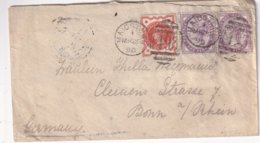 GRANDE-BRETAGNE 1890 LETTRE DE MAIDSTONE POUR BONN - Covers & Documents