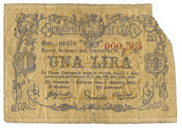 1 LIRA BIGLIETTO FIDUCIARIO MUNICIPIO DI LECCO MB - Other & Unclassified