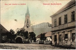 T3 1908 Murány, Murányalja, Murán; Római Katolikus Templom és Iskola, Vendéglő / Church, School, Restaurant (vágott / Cu - Ohne Zuordnung