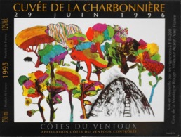 ETIQUETTE De VIN - " CÔTES Du VENTOUX 1996 " - Cuvée De La Charbonnière 12° - 75cl - Parfait Etat - Côtes Du Ventoux