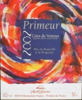 ETIQUETTE De VIN - " CÔTES Du VENTOUX 2002 " - Pimeur 12,5° - 75cl - Parfait Etat - Côtes Du Ventoux