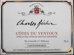 ETIQUETTE De VIN - " CÔTES Du VENTOUX " - Canteperdrix - Charles BECHIR - 75cl - Parfait Etat - Côtes Du Ventoux