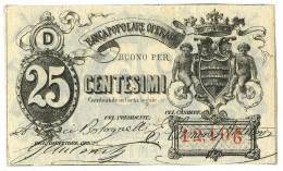 25 CENTESIMI BIGLIETTO FIDUCIARIO BANCA POPOLARE OPERAIA DI ROMA 1872 SUP- - Other & Unclassified