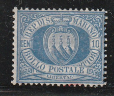 SAINT MARIN - N°3 A * (1877-90) 10c Bleu - Neufs