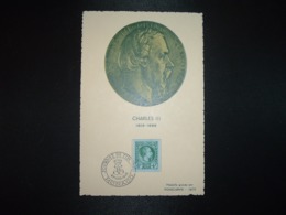 CP CHARLES III TP JOURNEE DU TIMBRE 1948 6F+4F OBL.6 MARS 1948 JOURNEE DU TIMBRE MONACO - Storia Postale