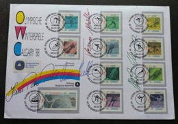 Canada Olympic 1988 Games Sport Olympics (FDC) *signed *different Cancellations *see Scan *rare - Cartas & Documentos