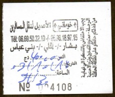 Algeria Ticket Bus Transport - Bechar - Beni Abbès - Busticket - Billete De Autobús Biglietto Dell'autobus 2018 - Mundo