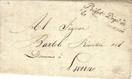 1810- Lettre En Franchise " Préfet, Dépt De / La Méditérranée  " Pour Livorno - 1792-1815: Conquered Departments