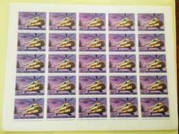 USSR Russia 1980 One Sheet History Of Aircraft Construction Transport Helicopter Helicopters Airplanes Plane Stamps MNH - Full Sheets