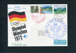 1972 Japan Air Lines JAL First Flight Cover Tokyo - Munich Germany Olympics - Poste Aérienne